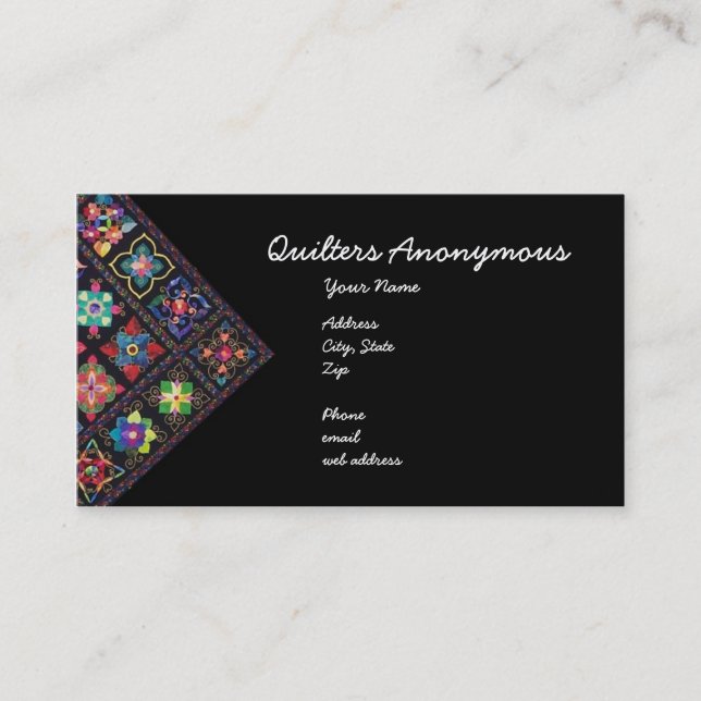 Tarjeta De Visita Quilters anónimo (Anverso)