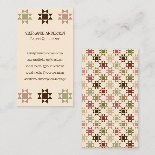 Tarjeta De Visita Quiltmaker, Quilting Business Amish Quilt (Anverso / Reverso)