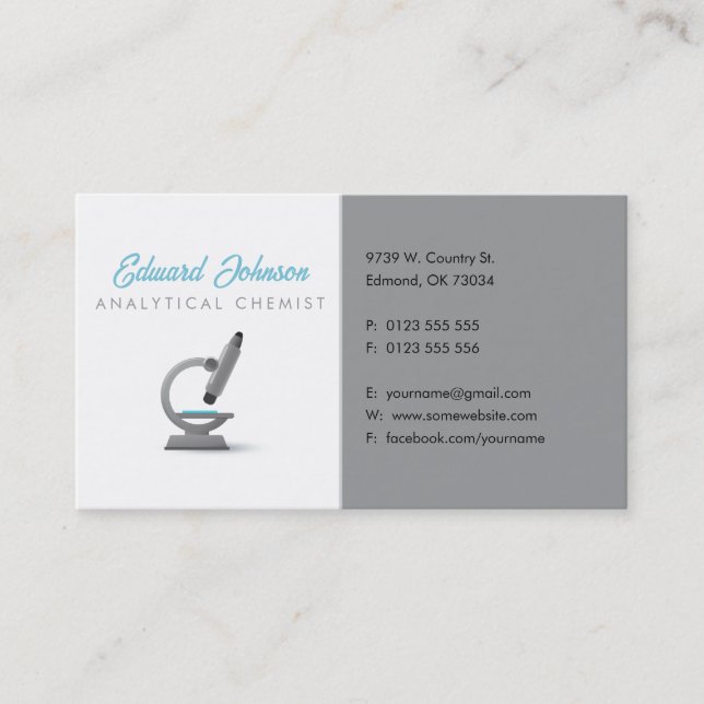 Tarjeta De Visita Químico analítico | Microscopio científico (Anverso)