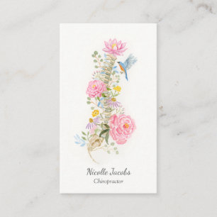 Tarjeta De Visita Quiropráctico Elegante Negocio de Columna Floral