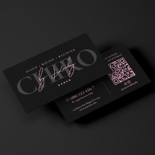Tarjeta De Visita Quiropráctico Mínimo Rosa Negro Quiropráctico