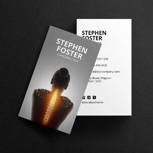 Tarjeta De Visita Quiropráctico Terapeuta Masaje Ajuste Columna Blan