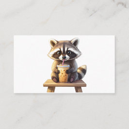 Tarjeta De Visita Raccoon Drinking Iced Coffee