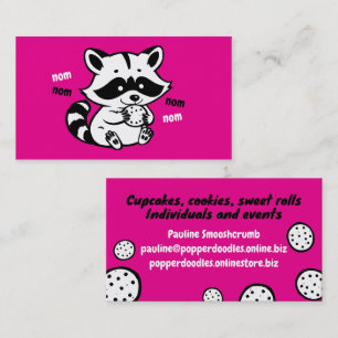 Tarjeta De Visita Raccoon lindo comiendo galletas panadería
