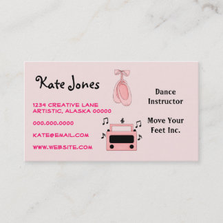 Tarjeta De Visita Radio de música de baile Ballet rosa negro estilo