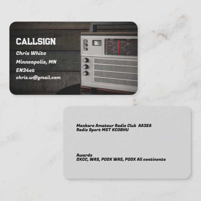 Tarjeta De Visita Radio Ham Amateur (Anverso / Reverso)