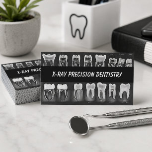 Tarjeta De Visita Radiografía dental en blanco y negro moderna