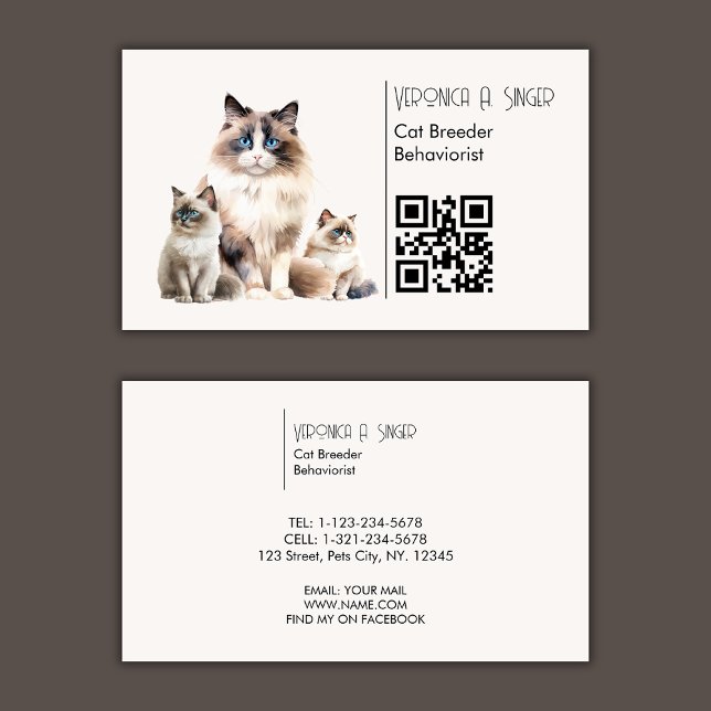 Tarjeta De Visita Ragdoll Breeder Behavioriser QR Code Cat (Subido por el creador)