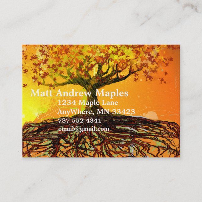 Tarjeta De Visita Raíces de árbol Naranja y amarillo (Anverso)
