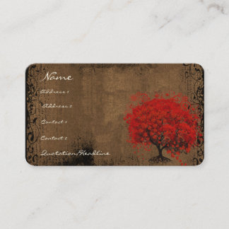 Tarjeta De Visita Raíces De Árbol Rojo Mueven Los Corazones Misterio