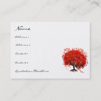 Tarjeta De Visita Raíces de árbol rojo revolotean el corazón con los