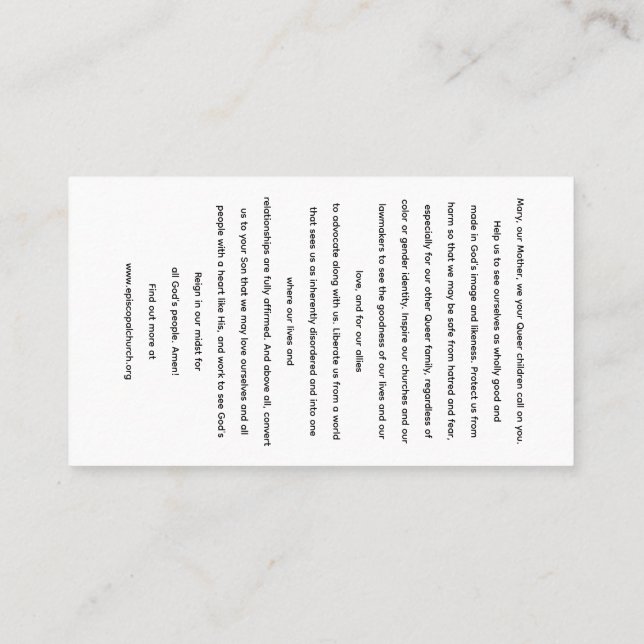 Tarjeta De Visita Rainbow Black Madonna Holy Card (Reverso)