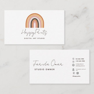 Tarjeta De Visita Rainbow Boho Business Card, Minimalist Business