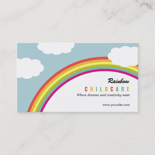 Tarjeta de visita Rainbow Children-Care/Day Care (Anverso)