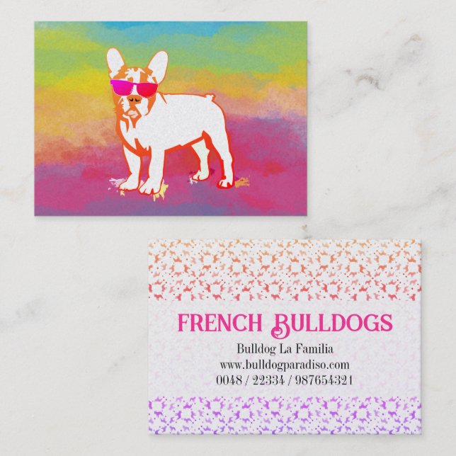 Tarjeta de visita Rainbow de Bulldog Super Frenchi (Anverso / Reverso)