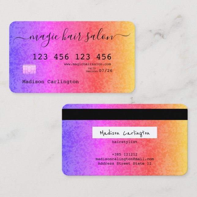 Tarjeta De Visita Rainbow gradient credit card style  (Anverso / Reverso)