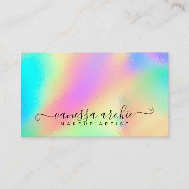 Tarjeta De Visita Rainbow Holographic Relieve metalizado Beauty Serv (Anverso)