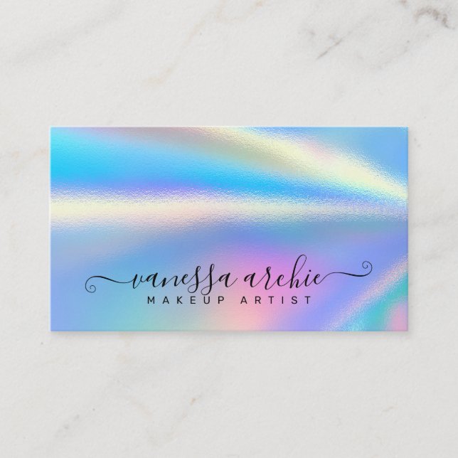 Tarjeta De Visita Rainbow Holographic Relieve metalizado Beauty Serv (Anverso)
