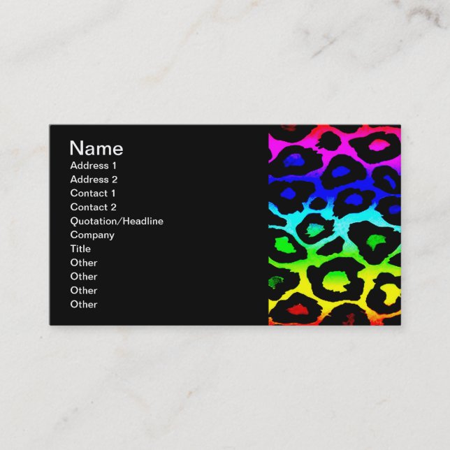 Tarjeta De Visita rainbow_leopard_print alterado (Anverso)
