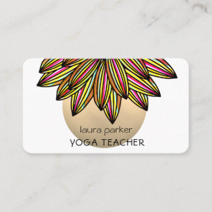 Tarjeta De Visita Rainbow Lotus Flor Yoga Meditation Teacher Busin