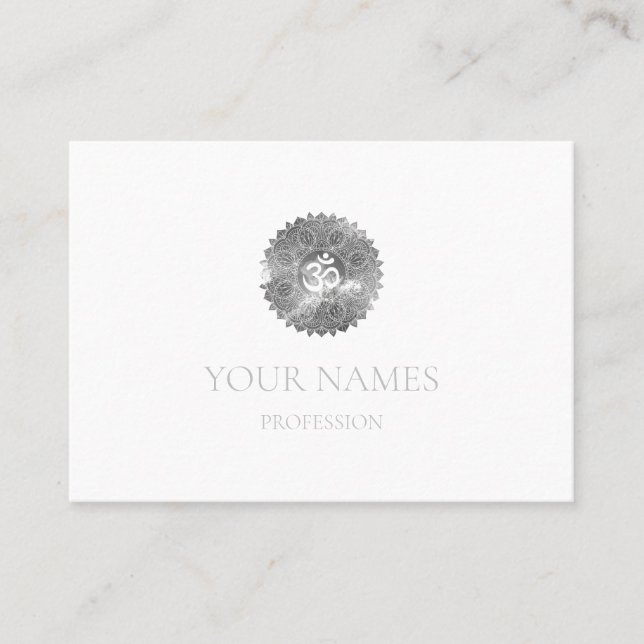 TARJETA DE VISITA: RAINBOW MANDALA + OHM  (Anverso)