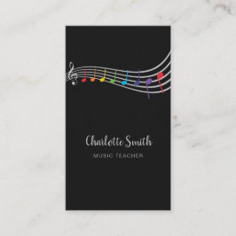 Tarjeta De Visita Rainbow Music Notes Music Teacher Elegant