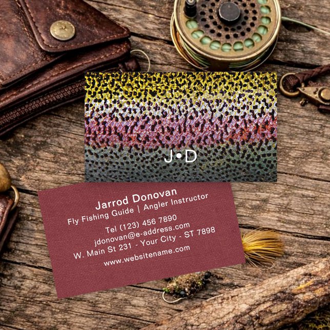 Tarjeta De Visita Rainbow Trout Fly Fishing Instructor Outdoor Guide (Subido por el creador)