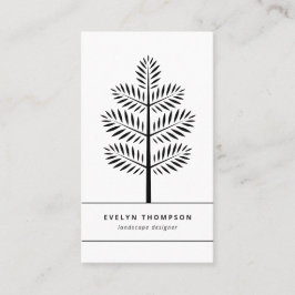 Tarjeta De Visita Rama botánica elegante de paisajismo blanco negro