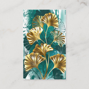 Tarjeta De Visita Rama con hojas doradas Ginko Biloba
