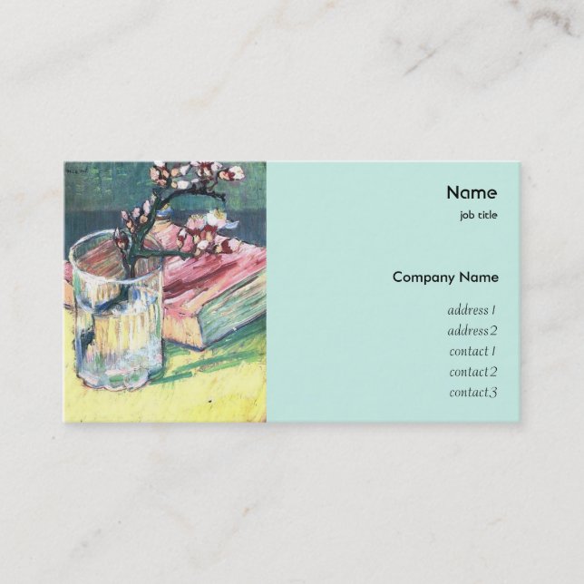 Tarjeta De Visita Rama de almendras en un vaso con un libro (Anverso)