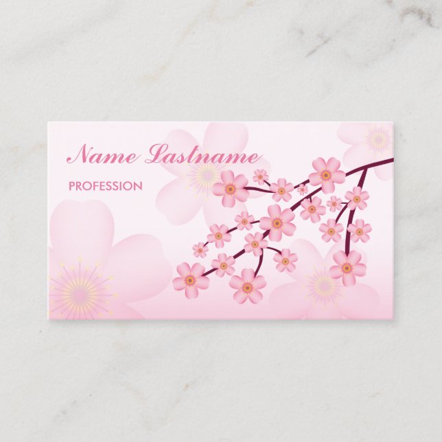 Tarjeta De Visita Rama de árbol de cerezo Sakura floral rosa (Anverso)