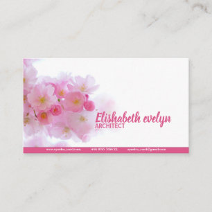 Tarjeta De Visita rama de flores de cerezo rosa