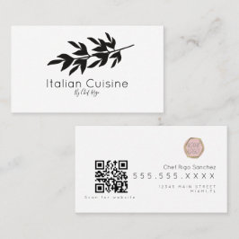 Tarjeta De Visita Rama de Olivo Negro Botánico Chef Italiano