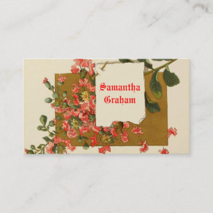 Tarjeta De Visita Rama de vintage con personalizado de flores rosada