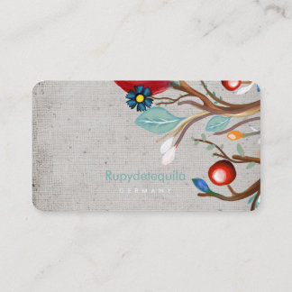 Tarjeta De Visita Ramas marrones acuarela tulipanes blancos