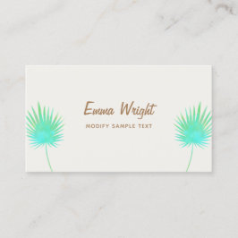 Tarjeta De Visita Ramas Tropicales Turquesa de Agua Palm Leaf