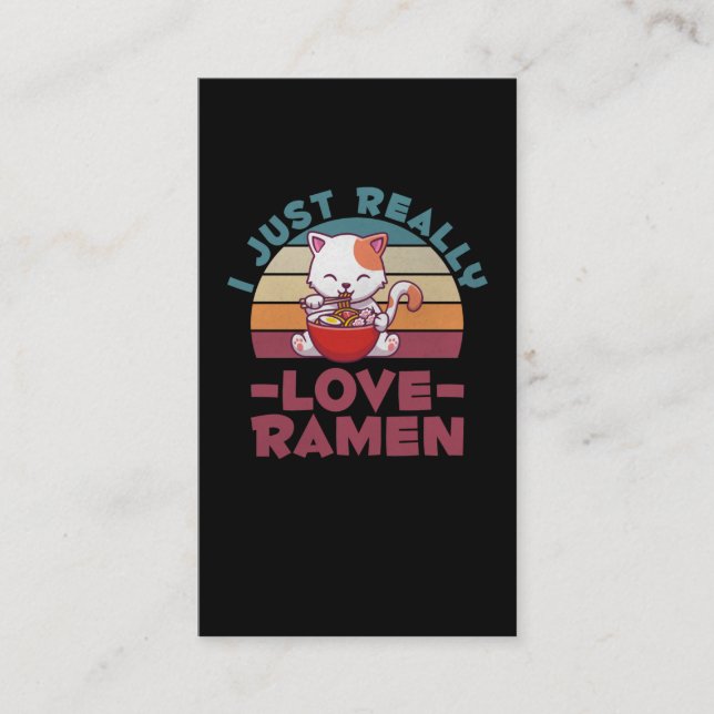 Tarjeta De Visita Ramen Lover lindo gato comiendo fideos japoneses (Anverso)