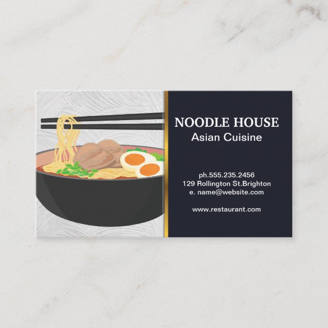Tarjeta De Visita Ramen Noodles | Palillos (Anverso)