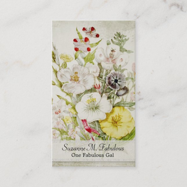 Tarjeta De Visita Ramo amarillo rojo blanco de la flor (Anverso)