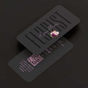 Tarjeta De Visita Ramo boho minimalista estético de florista rosa ne