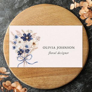 Tarjeta De Visita Ramo de flores azul marino acuarela personalizado