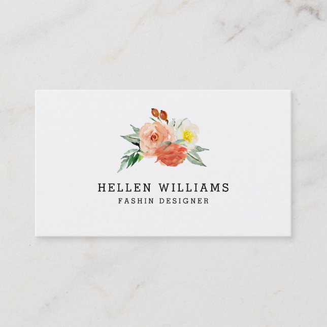 Tarjeta De Visita Ramo de flores de melocotón (Anverso)