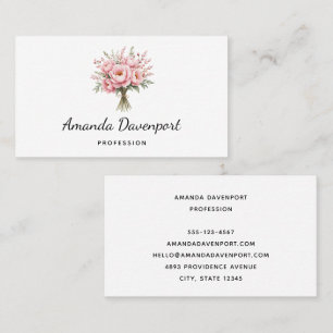 Tarjeta De Visita Ramo de flores de peonía rosa bonita
