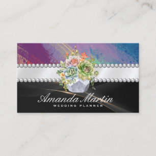 Tarjeta De Visita Ramo de Flores   Perlas   Cintas