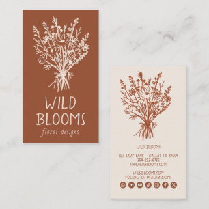 Tarjeta De Visita Ramo de flores silvestres Floral social minimalist