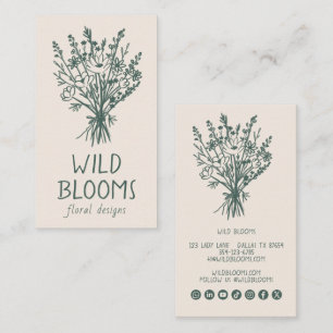 Tarjeta De Visita Ramo de flores silvestres Rústico Floral minimalis