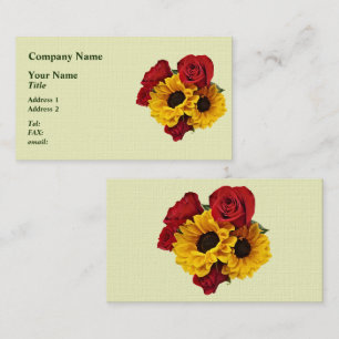 Tarjeta De Visita Ramo de Girasoles y Rosas