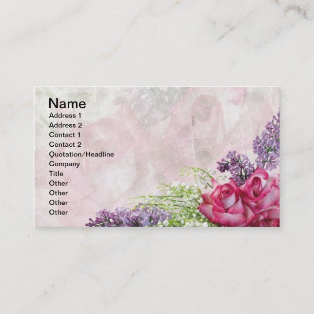 Tarjeta De Visita Ramo del florista, rosas, lilas, lirio de los (Anverso)