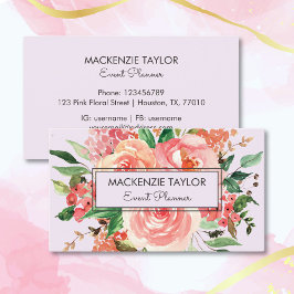 Tarjeta De Visita Ramo Floral de Flor de Primavera Rosa Rubor