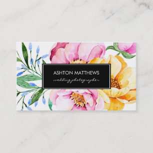 Tarjeta De Visita Ramo floral de la acuarela elegante